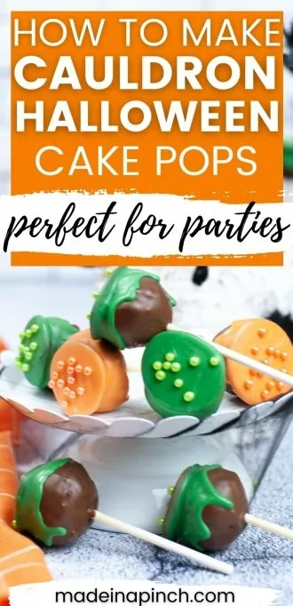 Witches cauldron Halloween cake pops long pin image