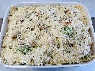 assembled chicken and broccoli lasagna but not baked