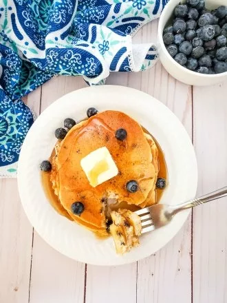 blueberry muffin mix pancakes from above